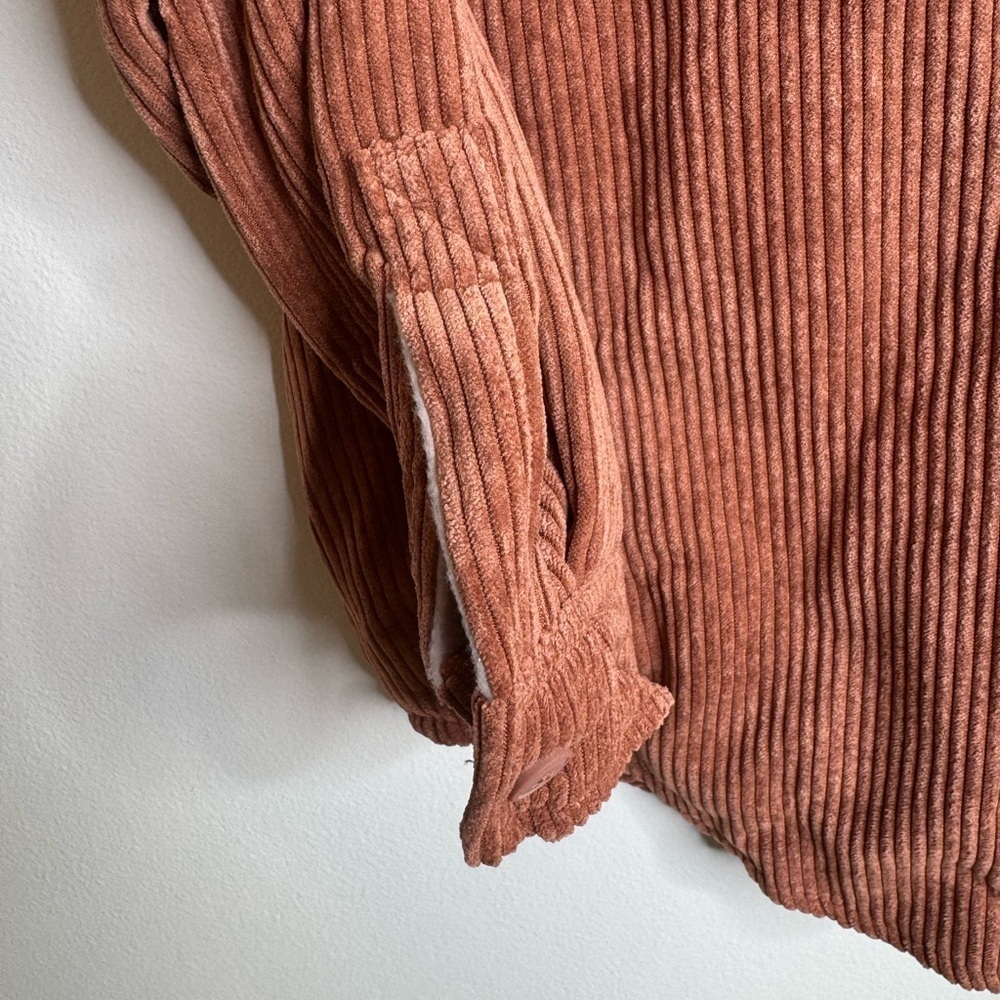 Love Tree | Reversible Corduroy Button-Up Jacket - Dark Orange, and Pink Plaid - Picture 4 of 14